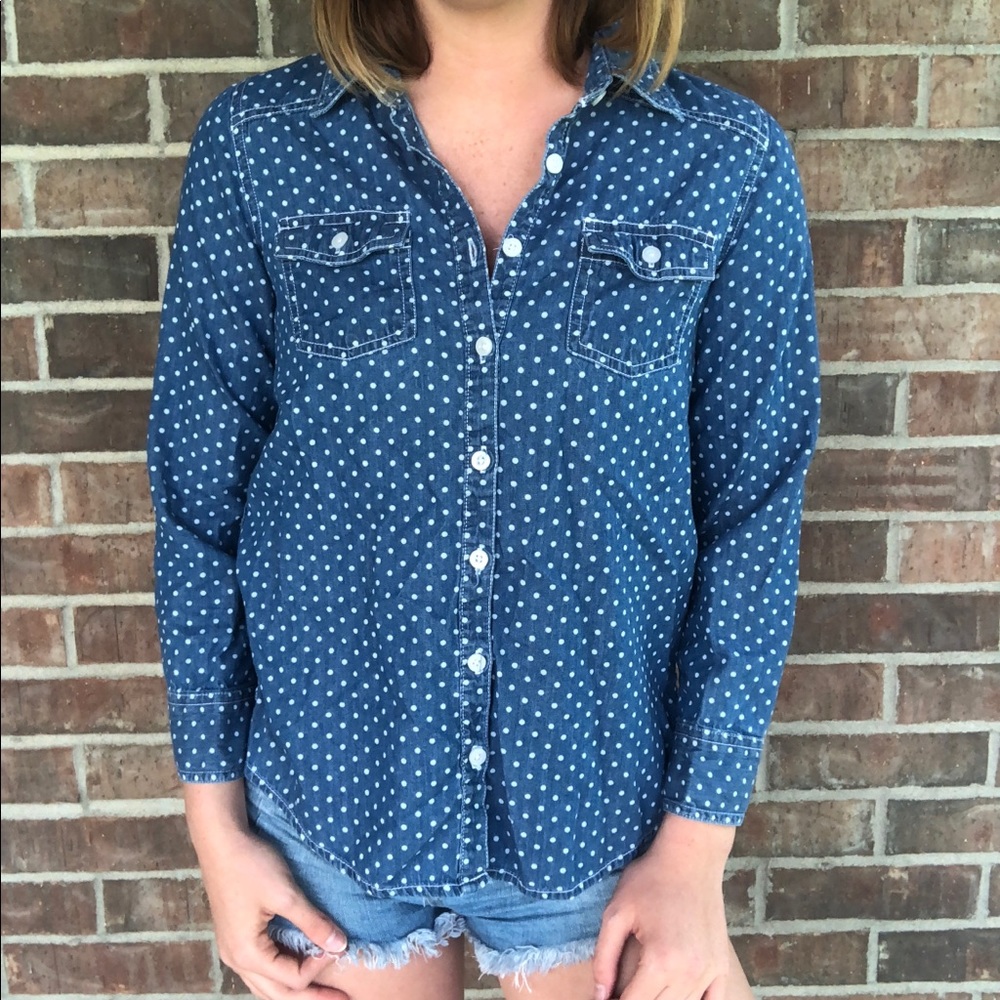 Justice Polka Dot Button Up Blouse